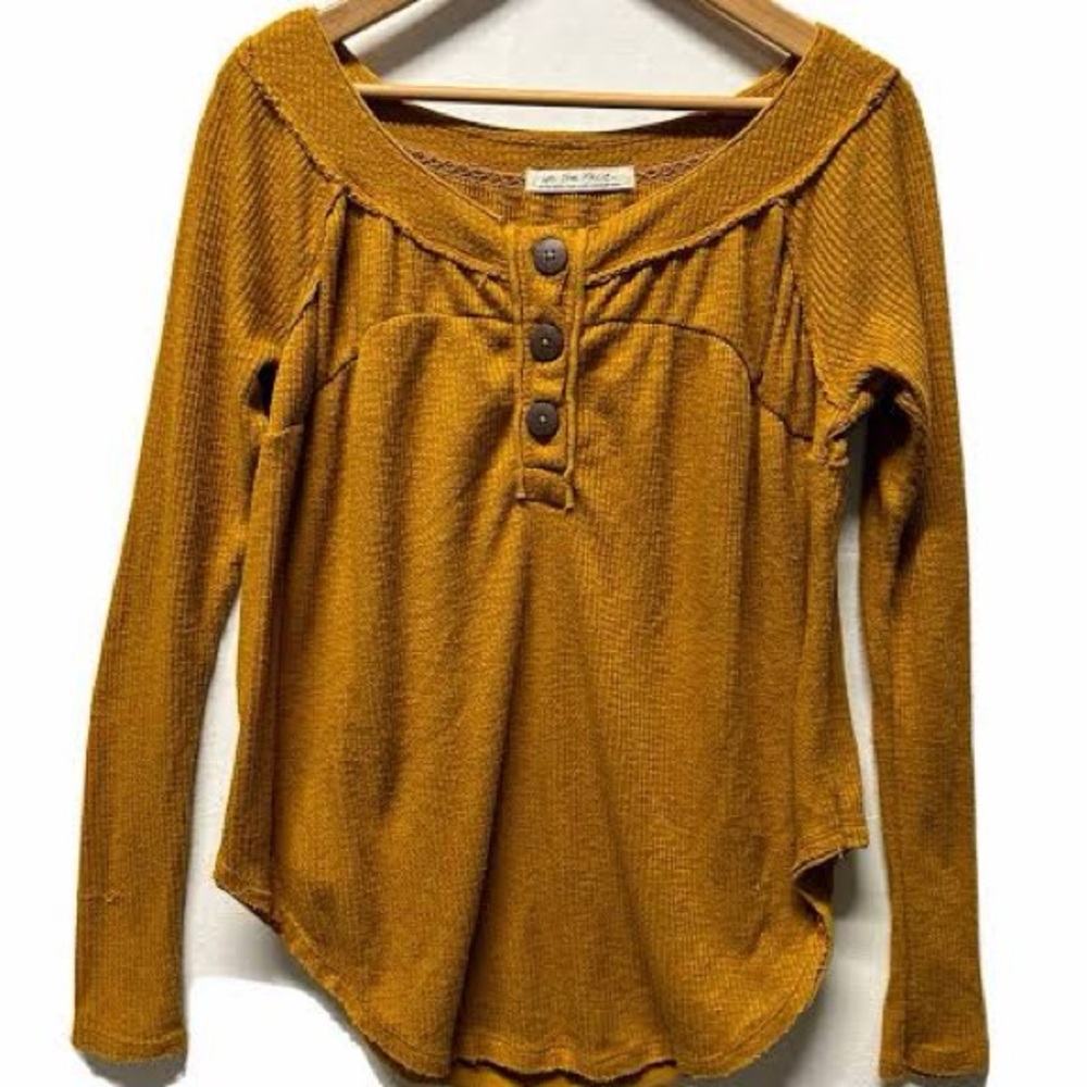 We the Free waffle knit henley long-sleeve top.